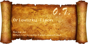 Orlovszky Timon névjegykártya